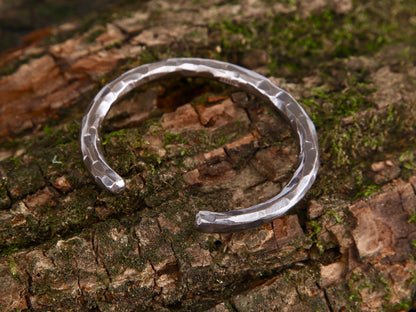 Handmade Sterling Silver Cuff Bracelet: Rustic Hammered Bangle