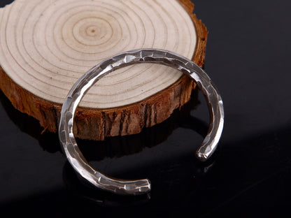 Handmade Sterling Silver Cuff Bracelet: Rustic Hammered Bangle