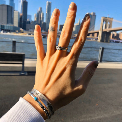 Mountain and Sea Couple Rings Sterling Silver , Adjustable Friendship Rings Gift for Her