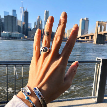 Sterling Silver Peacock Ring: Adjustable Statement Jewelry