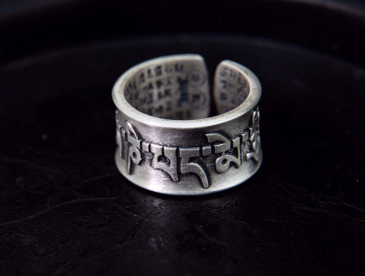 Sterling Silver Mantra Ring, Om Mani Padme Hum, Meditation Jewelry