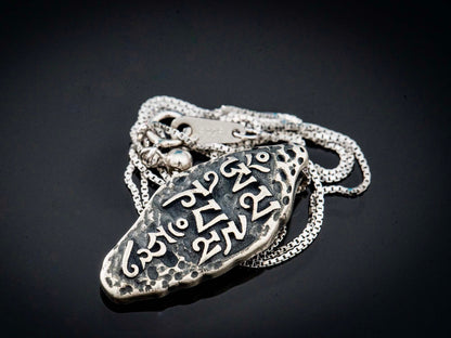 Sterling silver Tibetan necklace, Buddhist jewelry, protection necklace Om Necklace, Religious necklace meaningful jewelry, energy necklace