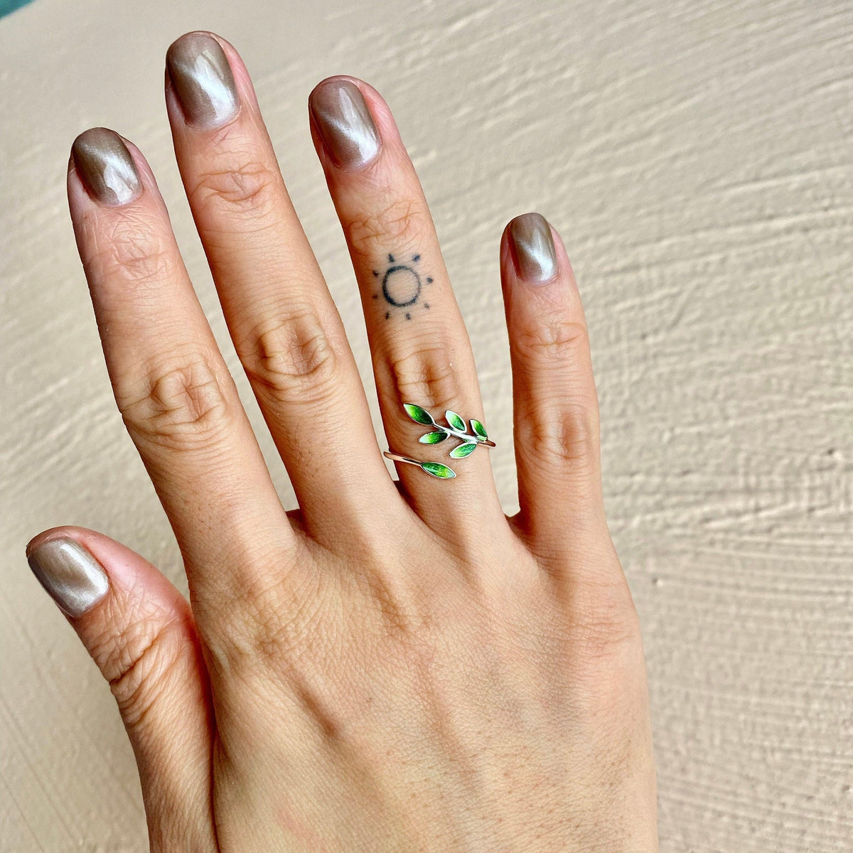 Sterling Silver Leaf Ring, Nature Thin Band Wrap Adjustable ring , Jewelry Gift for Her