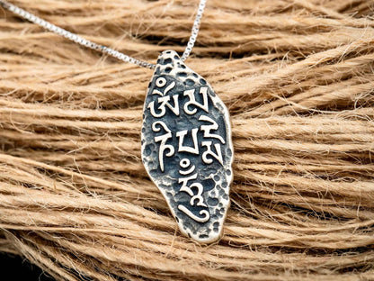 Sterling silver Tibetan necklace, Buddhist jewelry, protection necklace Om Necklace, Religious necklace meaningful jewelry, energy necklace