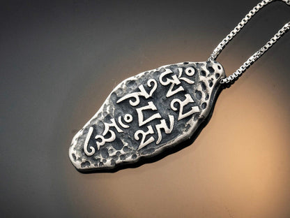 Sterling silver Tibetan necklace, Buddhist jewelry, protection necklace Om Necklace, Religious necklace meaningful jewelry, energy necklace