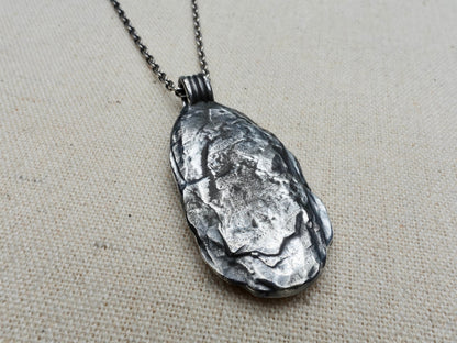 Rustic Sterling Silver Mani Stone Pendant, Om Mantra Necklace for Men Buddhist Jewelry gift