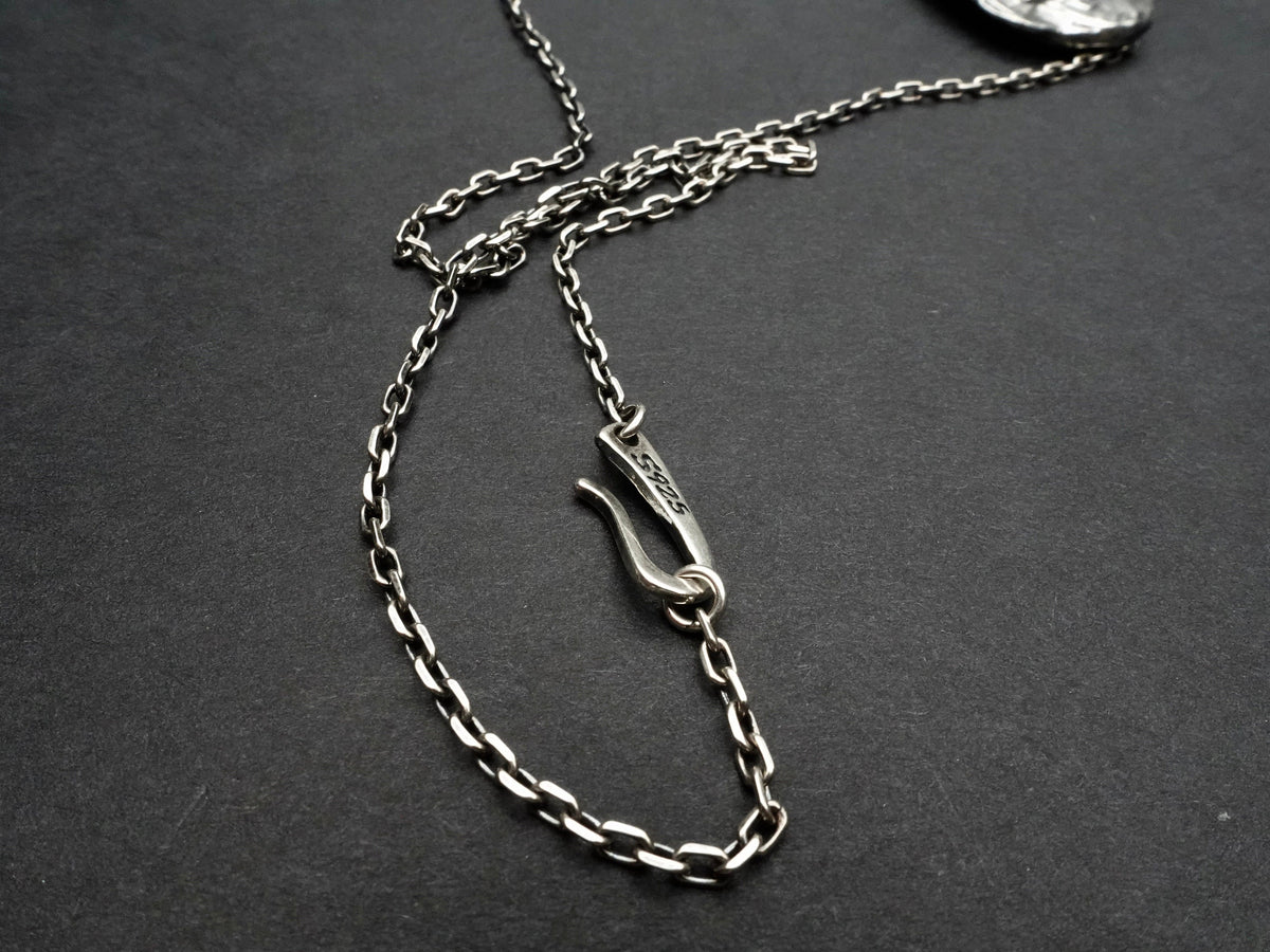 Oxidized Sterling Silver Dragon Mens Necklace, Double Sided Pendant