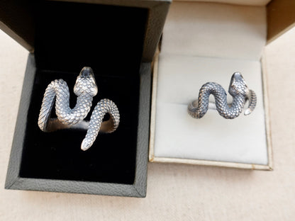 Adjustable Sterling Silver Snake Ring, Serpent Thumb Ring