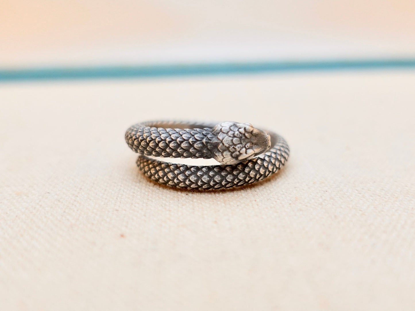Sterling Silver Snake Ring: Adjustable Serpent Thumb Ring