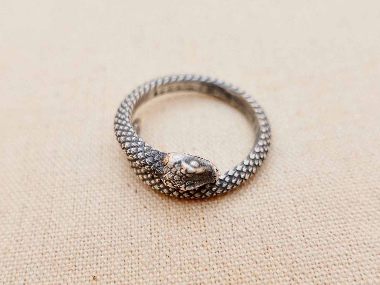 Sterling Silver Snake Ring: Adjustable Serpent Thumb Ring