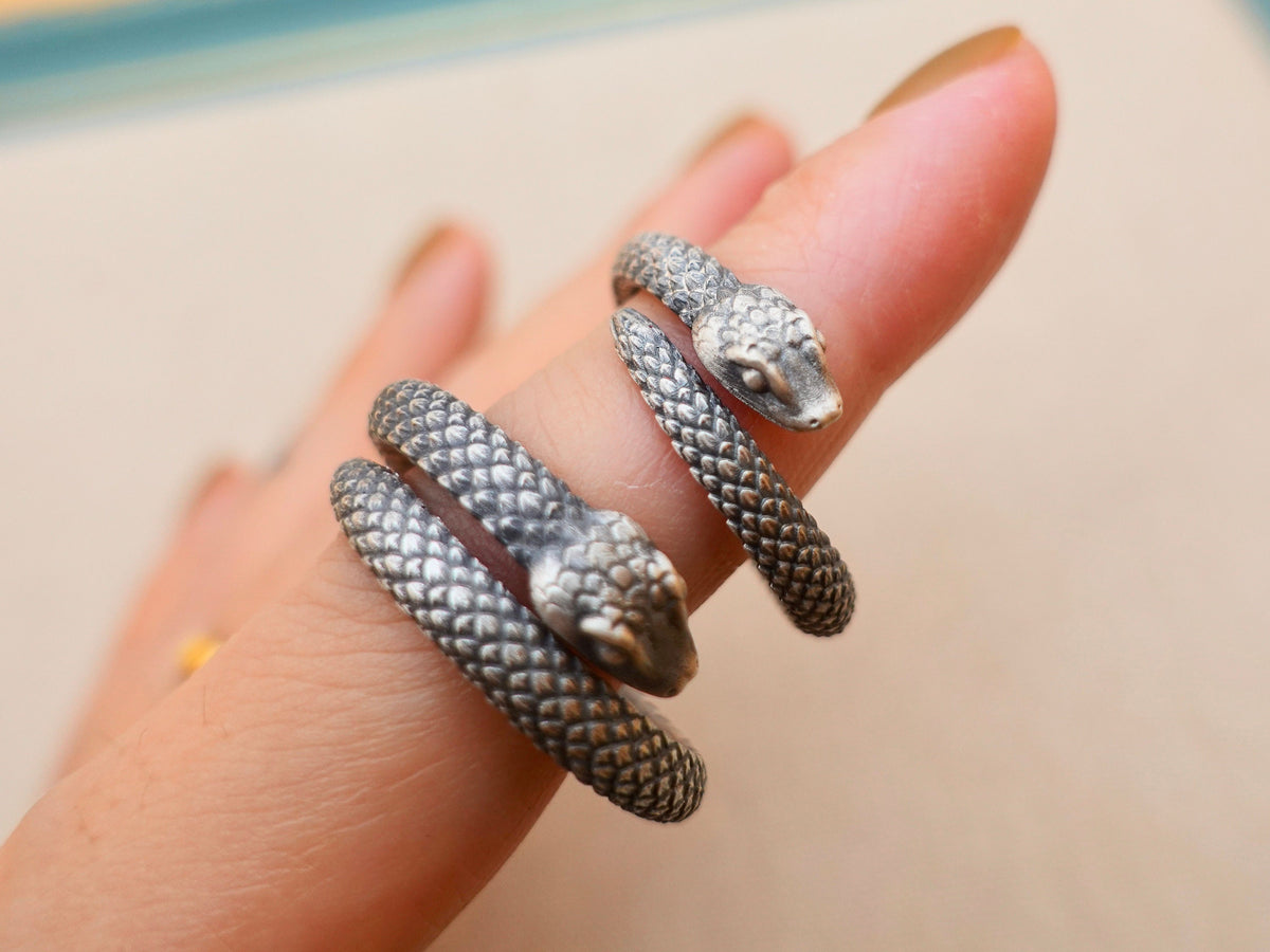 Sterling Silver Snake Ring: Adjustable Serpent Thumb Ring