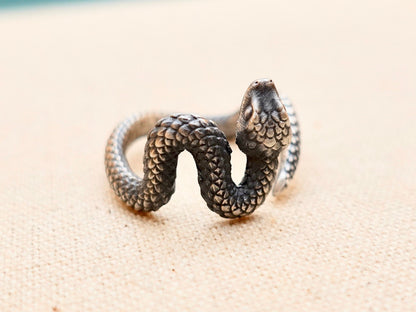 Adjustable Sterling Silver Snake Ring, Serpent Thumb Ring