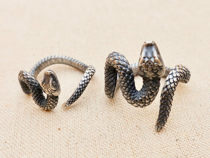 Adjustable Sterling Silver Snake Ring, Serpent Thumb Ring