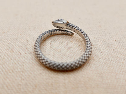 Sterling Silver Snake Ring: Adjustable Serpent Thumb Ring