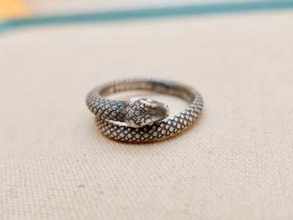 Sterling Silver Snake Ring: Adjustable Serpent Thumb Ring