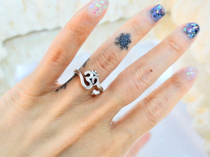 925 Sterling Silver Om Ring, Protection Ring , Adjust Ring Tibetan Ring , Meditation Ring Yoga Jewelry, Gift for Her