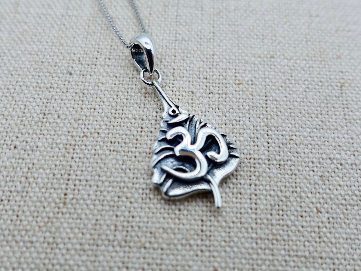 Om Protection Necklace, Sterling Silver Meditation Yoga Jewelry, Gift for Her