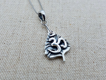 Om Protection Necklace, Sterling Silver Meditation Yoga Jewelry, Gift for Her