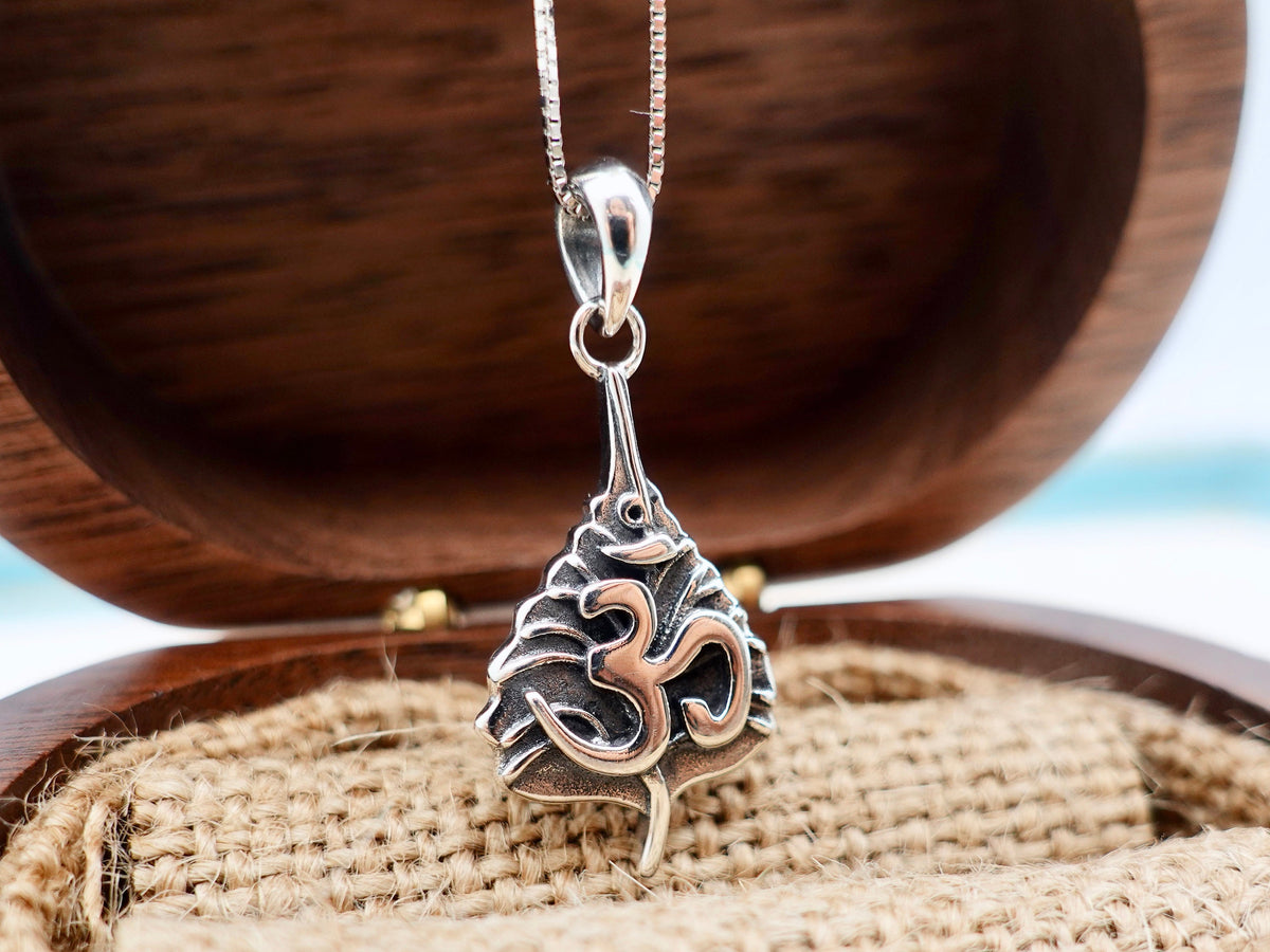 Om Protection Necklace, Sterling Silver Meditation Yoga Jewelry, Gift for Her