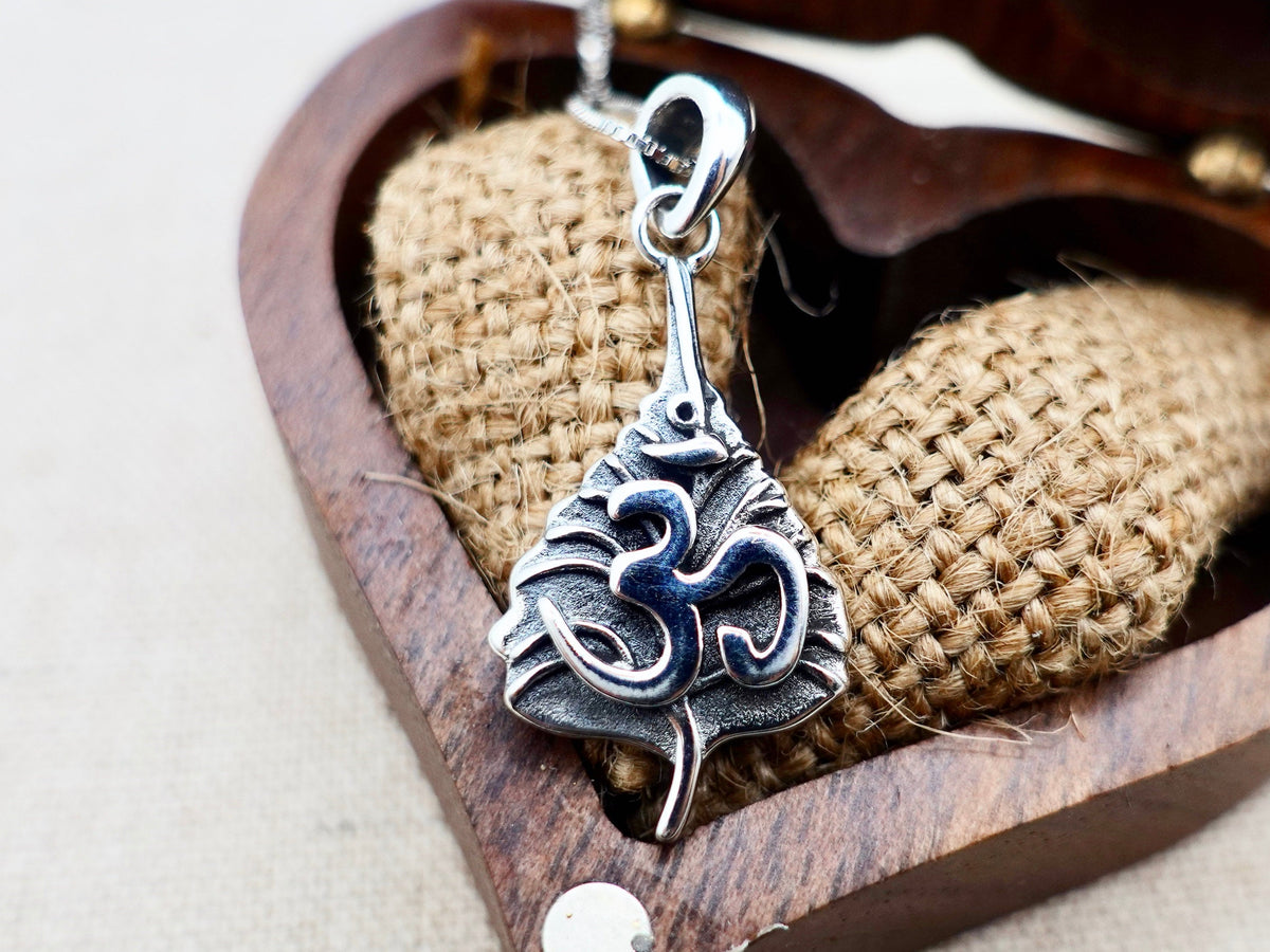Om Protection Necklace, Sterling Silver Meditation Yoga Jewelry, Gift for Her