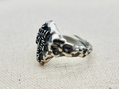 925 Sterling Silver Yoga Ring, 6-Words Mantra Ring, Protection Ring , Adjustable Ring Tibetan Ring , Meditation Ring Yoga Jewelry