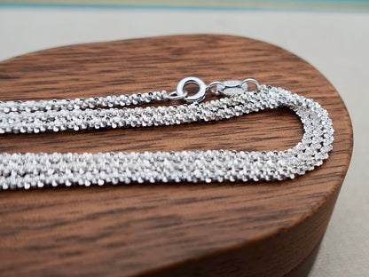 Sterling Silver Chain Necklace, Dainty Chain, Elegant Chain, 1.2mm Sparkle Chain, Snowflake Chain Sparkle Necklace, Specialty Chain