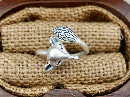 Sterling Silver Fox Ring: Adjustable Animal Jewelry