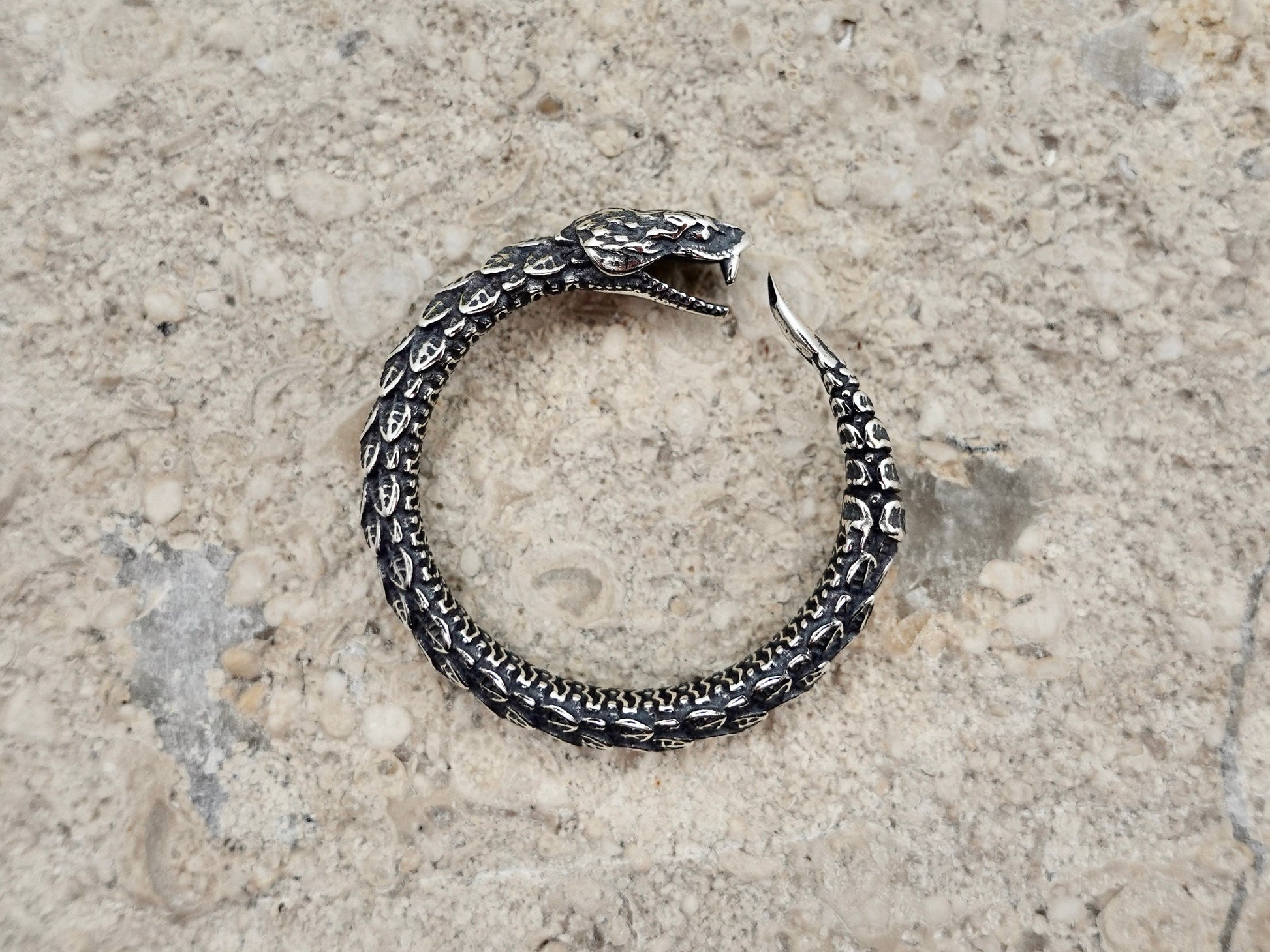 Sterling Silver Ouroboros Ring, Snake Ring, Serpent Ring, Snake