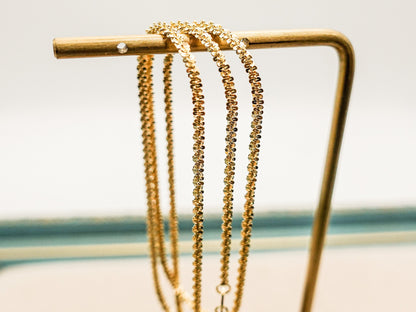 Sterling Silver Gold Filled Chain Necklace, Gold Sparkle Chain, Snowflake Chain