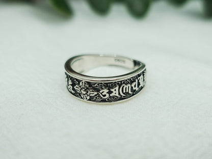 Tibetan Vajra Meditation Ring, Thumb Ring for Men Women, Six-Words Mantra Engraved Band, Spiritual Jewelry, Couples' Mantra Ring