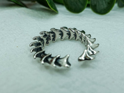 Sterling silver, Dragon scale, Adjustable ring, Fantasy jewelry, Mythical creature ring
