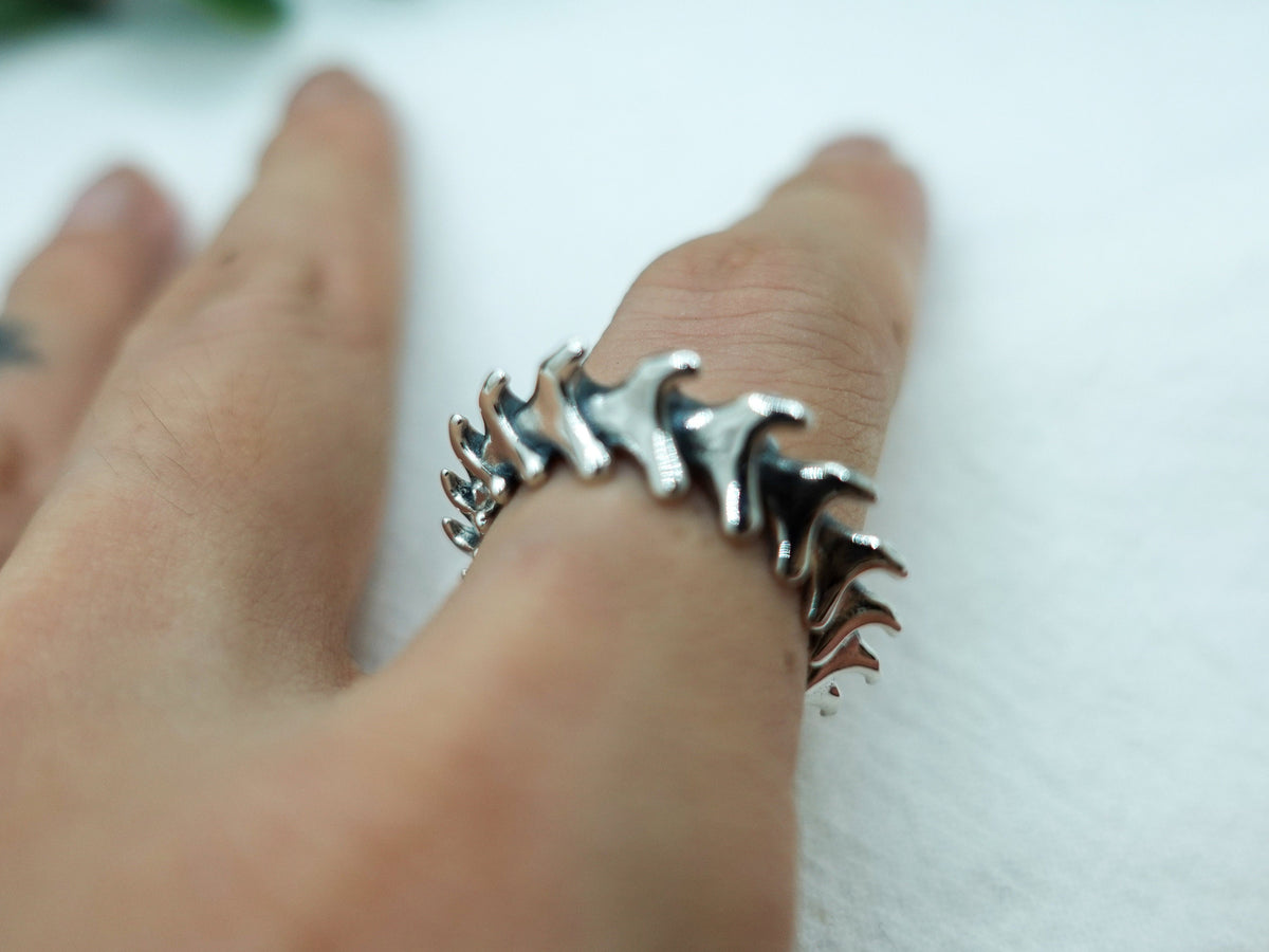 Sterling silver, Dragon scale, Adjustable ring, Fantasy jewelry, Mythical creature ring