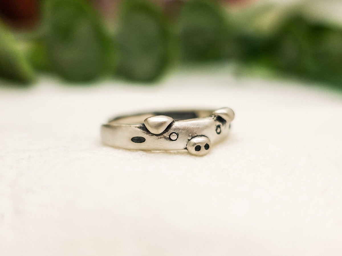 Sterling Silver Piglet Ring: Adjustable Zodiac Jewelry