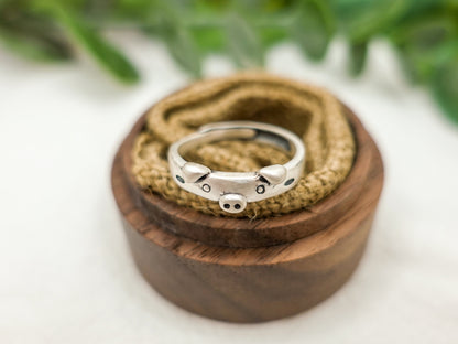 Cute Pig Ring, Sterling Silver Piglet Jewelry, Piglet Accessory, Zodiac Pig Ring, Zodiac Jewelry, Pig Sign Ring