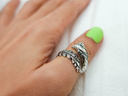 Sterling Silver Phoenix Ring: Adjustable Firebird Jewelry