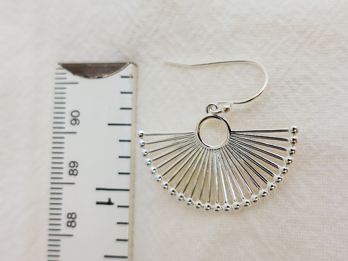 925 Sterling Silver Fan Earrings: Modern Art Deco Jewelry