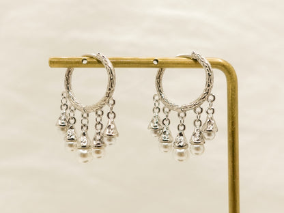 925 Sterling Silver Pearl Hoop Earrings: Dangle Tassel, Elegant Jewelry Gift