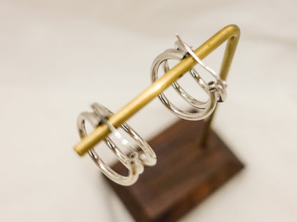 Sterling Silver Triple Hoop Earrings, Lightweight Gold-Filled Accents