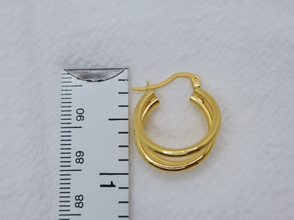 Sterling Silver Triple Hoop Earrings, Lightweight Gold-Filled Accents
