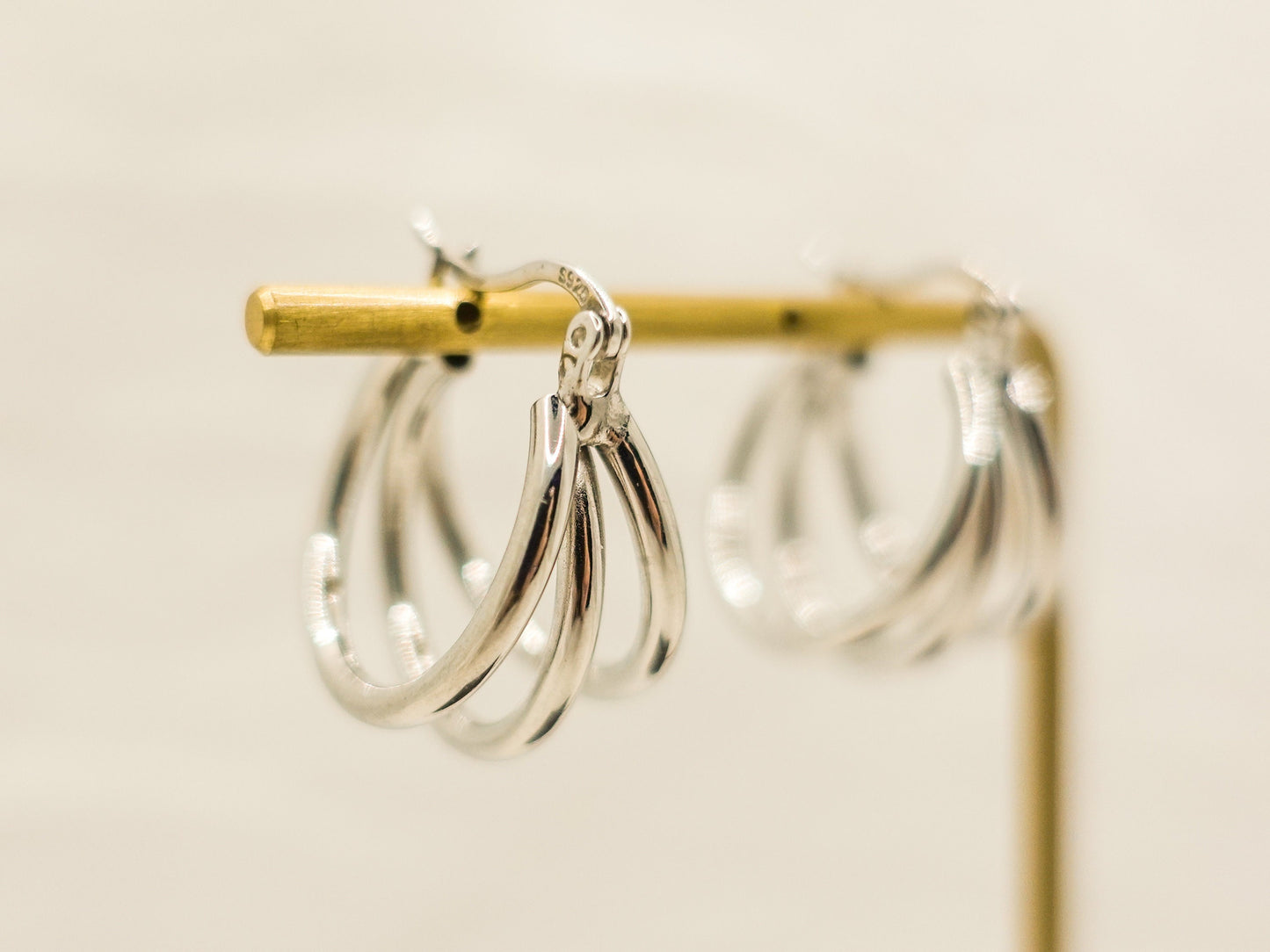 Sterling Silver Triple Hoop Earrings, Modern Hoop Earrings, Everyday Lightweight Earrings Classic Jewelry, Minimalist Style