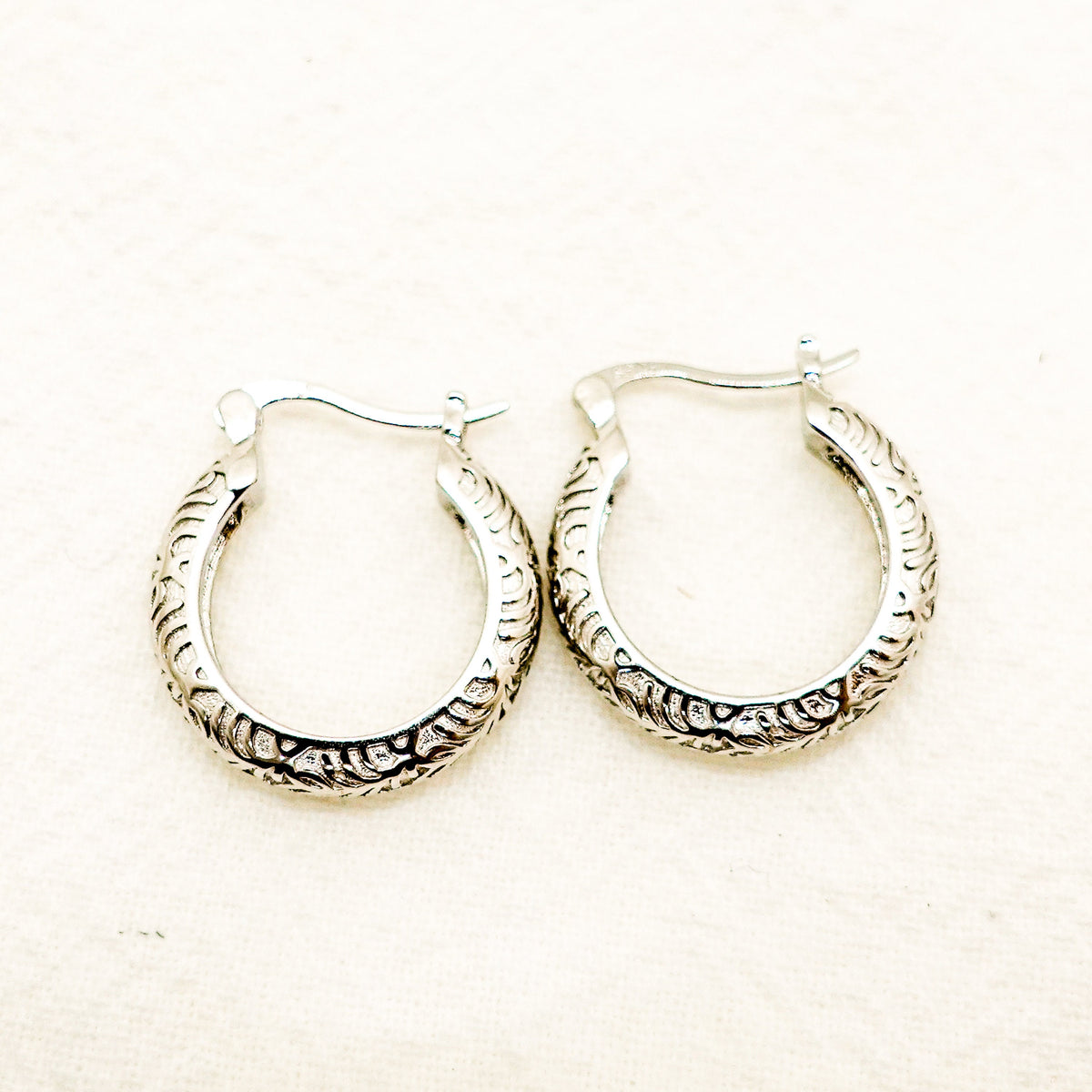 Sterling Silver Filigree Hoop Earrings: Boho Everyday Jewelry