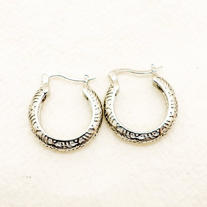 Sterling Silver Filigree Hoop Earrings: Boho Everyday Jewelry