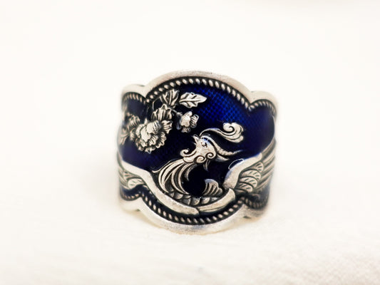 Sterling Silver Phoenix Rising Ring, Phoenix Thumb Ring, Adjustable Ring, Mythical Creature Jewelry, Unisex Silver Firebird Ring