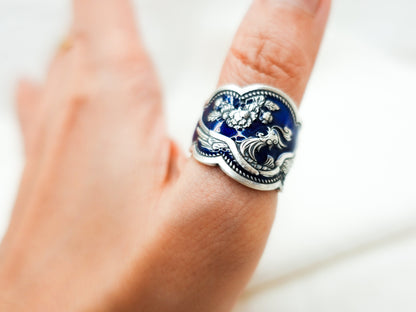 Sterling Silver Phoenix Rising Ring, Phoenix Thumb Ring, Adjustable Ring, Mythical Creature Jewelry, Unisex Silver Firebird Ring