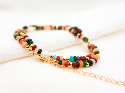 Multi Color Gemstone Necklace, Rainbow Necklace, Beach Necklace, Chakra Bracelet- Necklace, Summer Necklace, Bridesmaid Necklace - TibiCollection