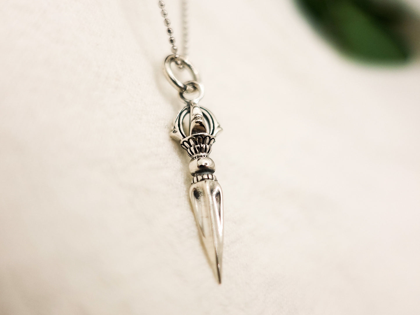 Sterling Silver Vajra Pendant Necklace: Tibetan Dorje, Zen Jewelry