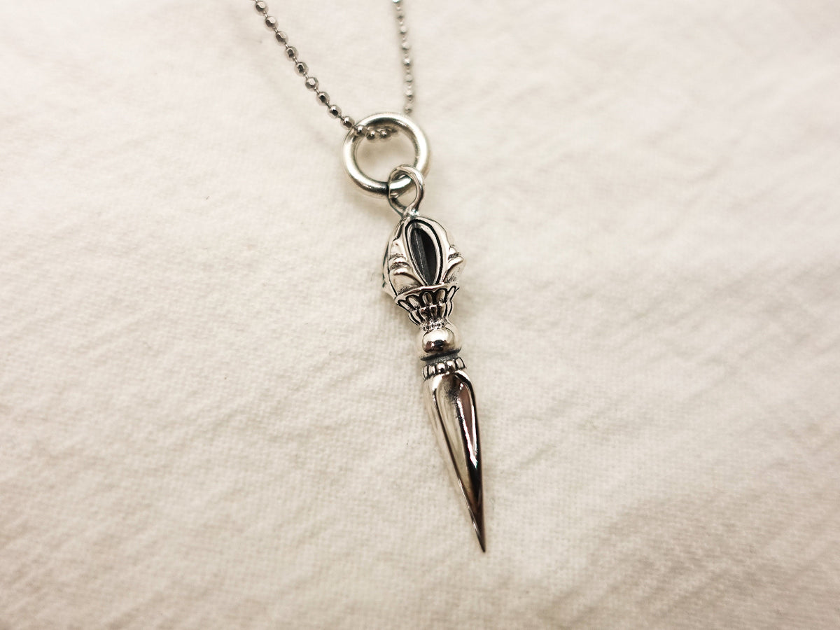 Sterling Silver Vajra Pendant Necklace: Tibetan Dorje, Zen Jewelry