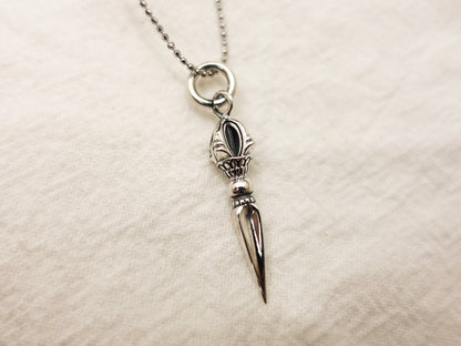 Sterling Silver Vajra Pendant Necklace: Tibetan Dorje, Zen Jewelry