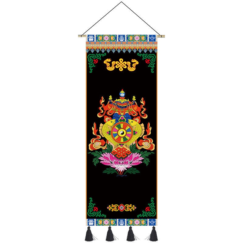 Tibetan Home Decor Wall Art, Vajra Dorje Tapestry, Meditation Wall Hanging, Home Gift Buddhist Decoration, Om Mani Pedme Hum - TibiCollection