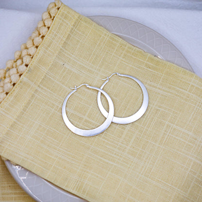 Sterling Silver Large Hoop Earrings, Plain Big Hoops, Minimalist Large Earrings, Modern Silver Hoops, Gift for Her